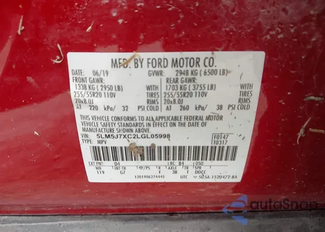 2020 Lincoln Aviator Reserve z USA, uszkodzony, nr VIN 5LM5J7XC2LGL05998